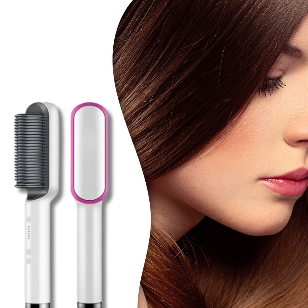 Escova Alisadora 5 em 1 Bivolt – Alisa, Seca, Hidrata, Modela e Anti-Frizz