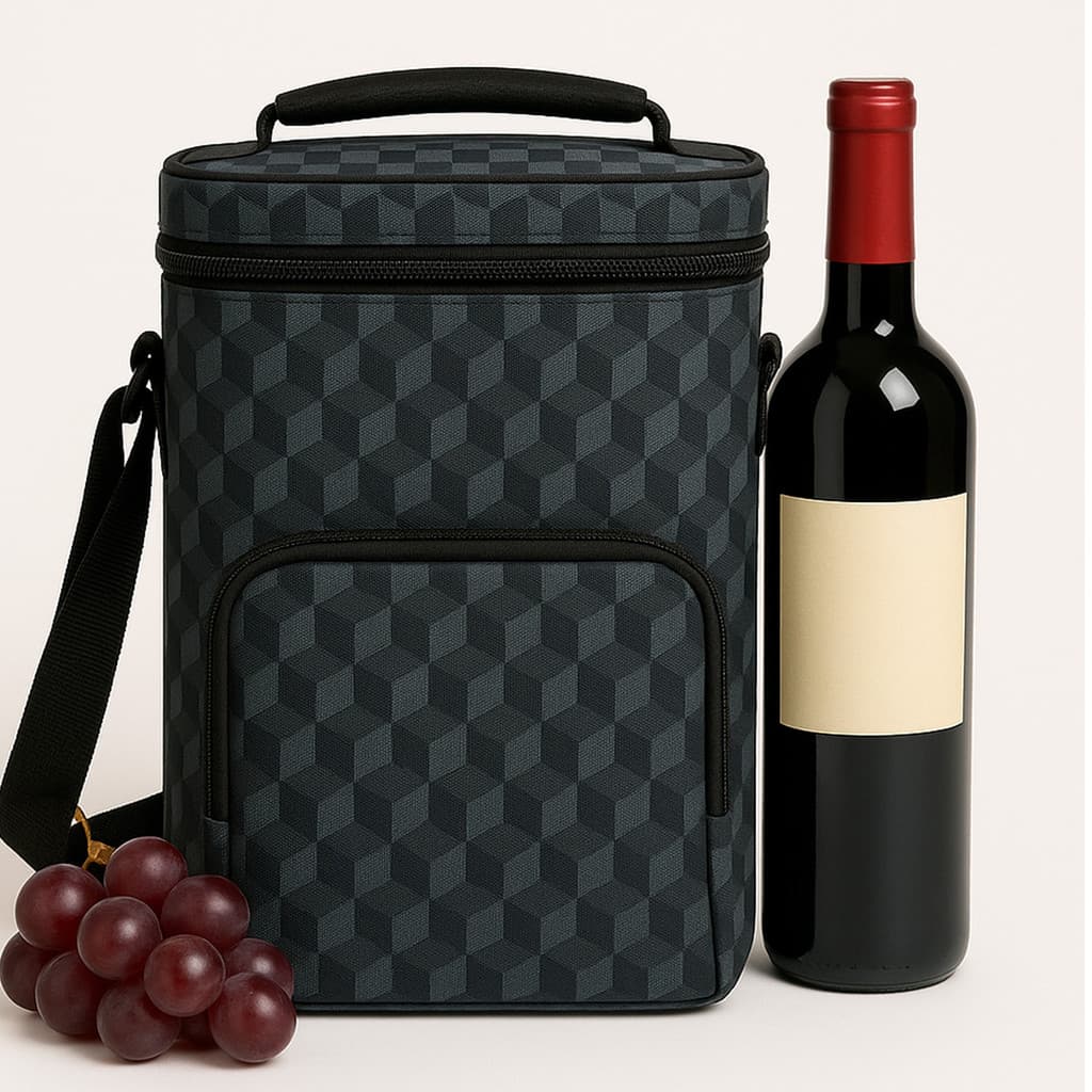 Bolsa Térmica para 3 Garrafas de Vinho Bebidas com Divisor Interno Vitino Geo