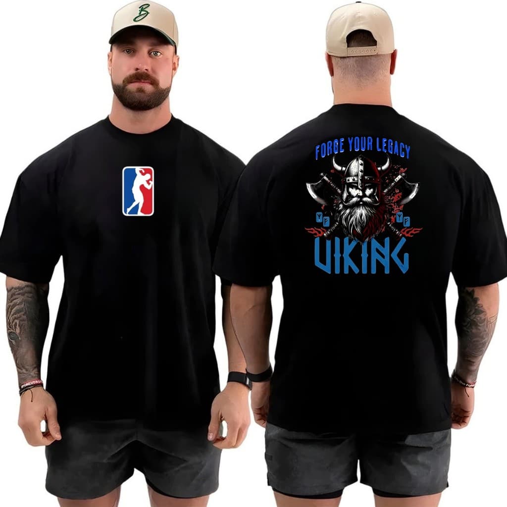 Camiseta Camisa Oversized Top para Academia Musculação viking leagacy Streetwear 100% Algodão
