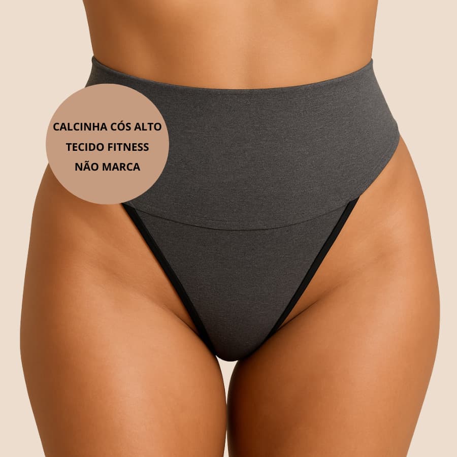 Calcinha Fitness Cós Alto Compressão Abdominal Segura Barriga Não Marca Cintura Alta