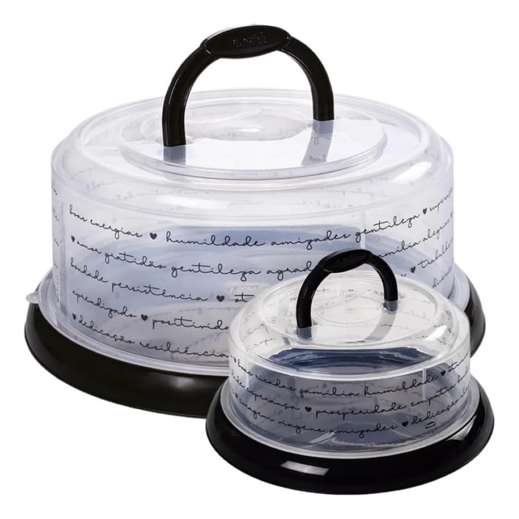 Kit Boleira Base Bolo Queijeira Porta Queijo Preta Plasutil