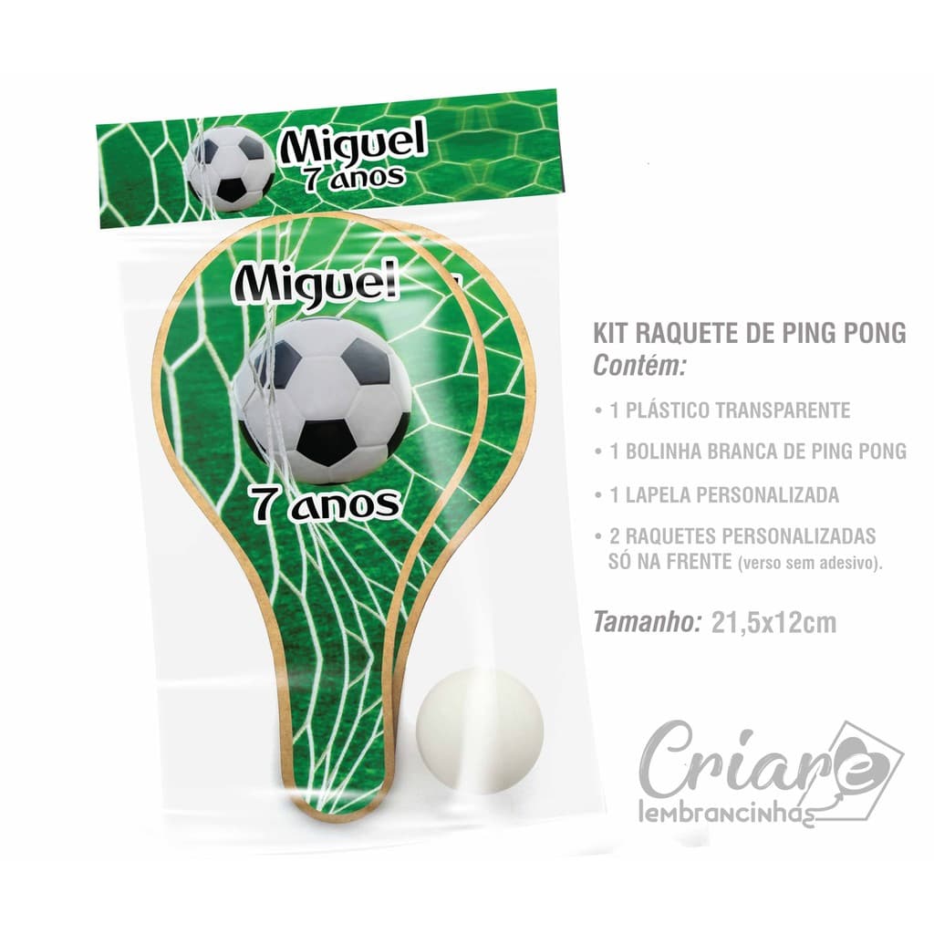 25, 30, 40 ou 50 unid - Kit Raquete De Ping Pong + bolinha - Lembrancinha PERSONALIZADA - Qualquer Tema