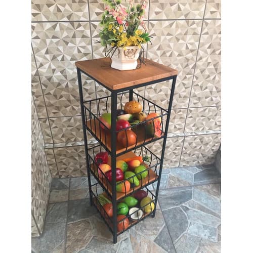 Fruteira Porta Filtro - Ferro E Madeira - Sem Juros