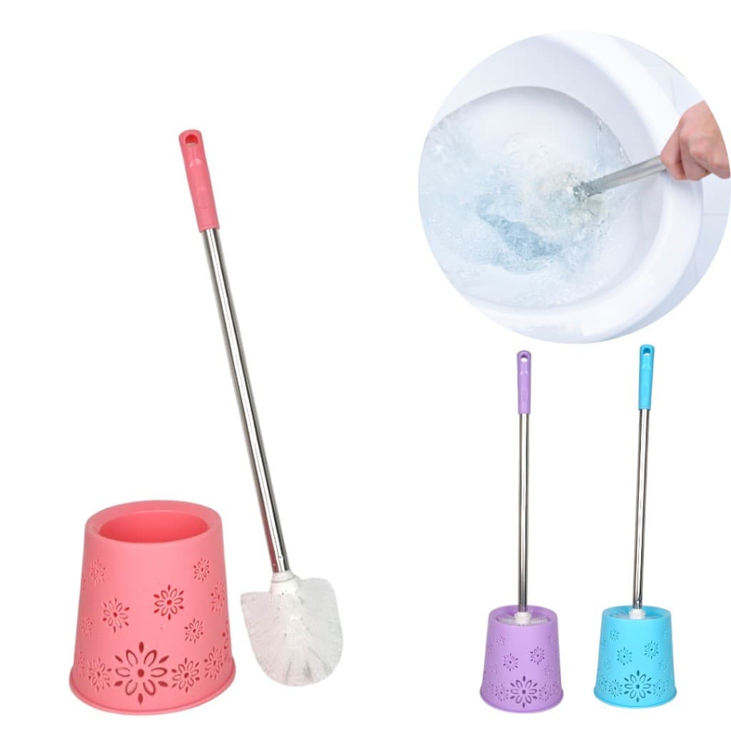 Escova Sanitária Banheiro Limpeza com Suporte de Plástico e Cabo Aço Inox - TOP
