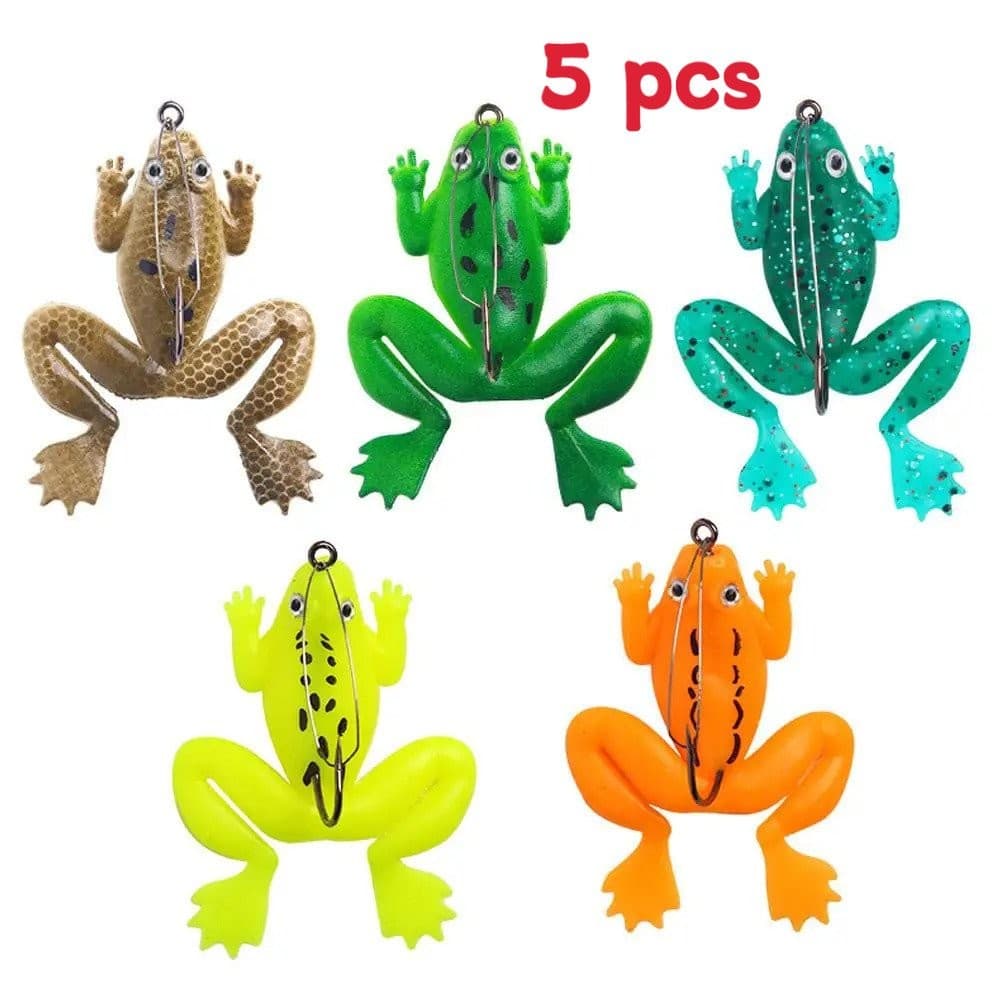 1/5 Pçs Iscas De Pesca De Sapo Macio 6CM 5G Isca De Silicone Artificial Ganchos Agudos Superior Raio De Água Equipamento