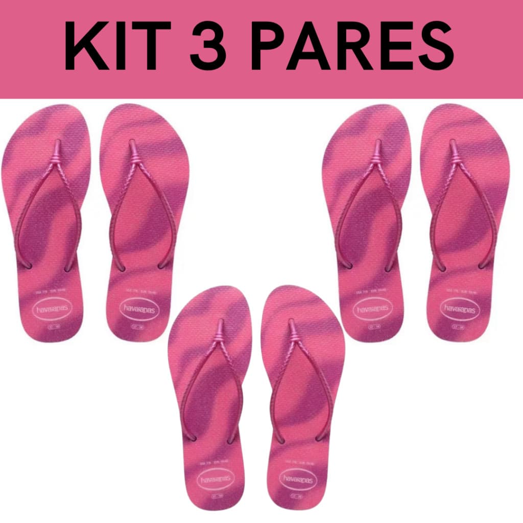 Kit 3 Pares Chinelo Havaianas Tube Gloss Rosa Gun Sandália Havaianas 33/34 - ENVIO IMEDIATO