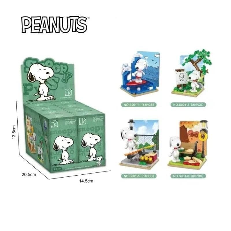 Snoopy Genuine Building Blocks Blind Box Multi-Faced Puzzle Life Plastic Puzzle Box Para Crianças Brinquedos Educativos