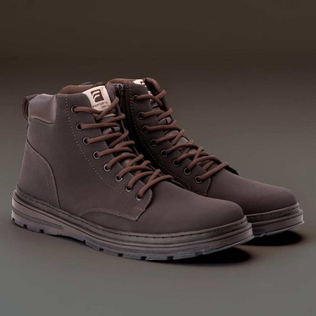 Bota Coturno Masculina Ferraroni Cano Médio Solado Tratorado Leve Resistente