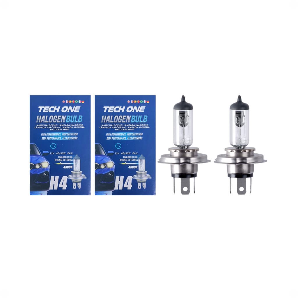 KIT 2 Lâmpadas H4 12V 60/55W 4300K Halógena Amarela Automotiva Farol e Farol De Milha TECH ONE