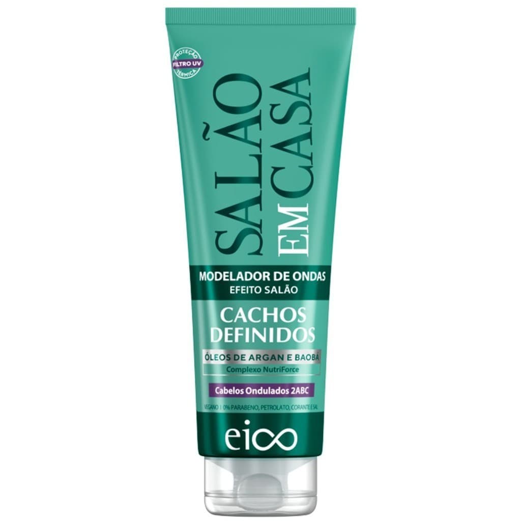 Eico Leave-in Creme Modelador Ondulados Proteção Térmica Salão Em Casa Cachos Definidos 250ml