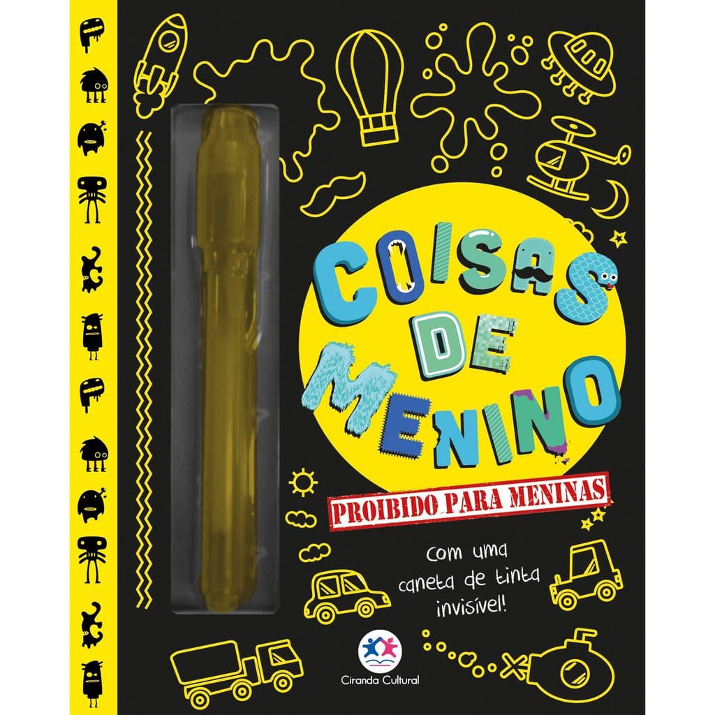 Diário Secreto Coisas de Menino Com Cadeado + Caneta Mágica