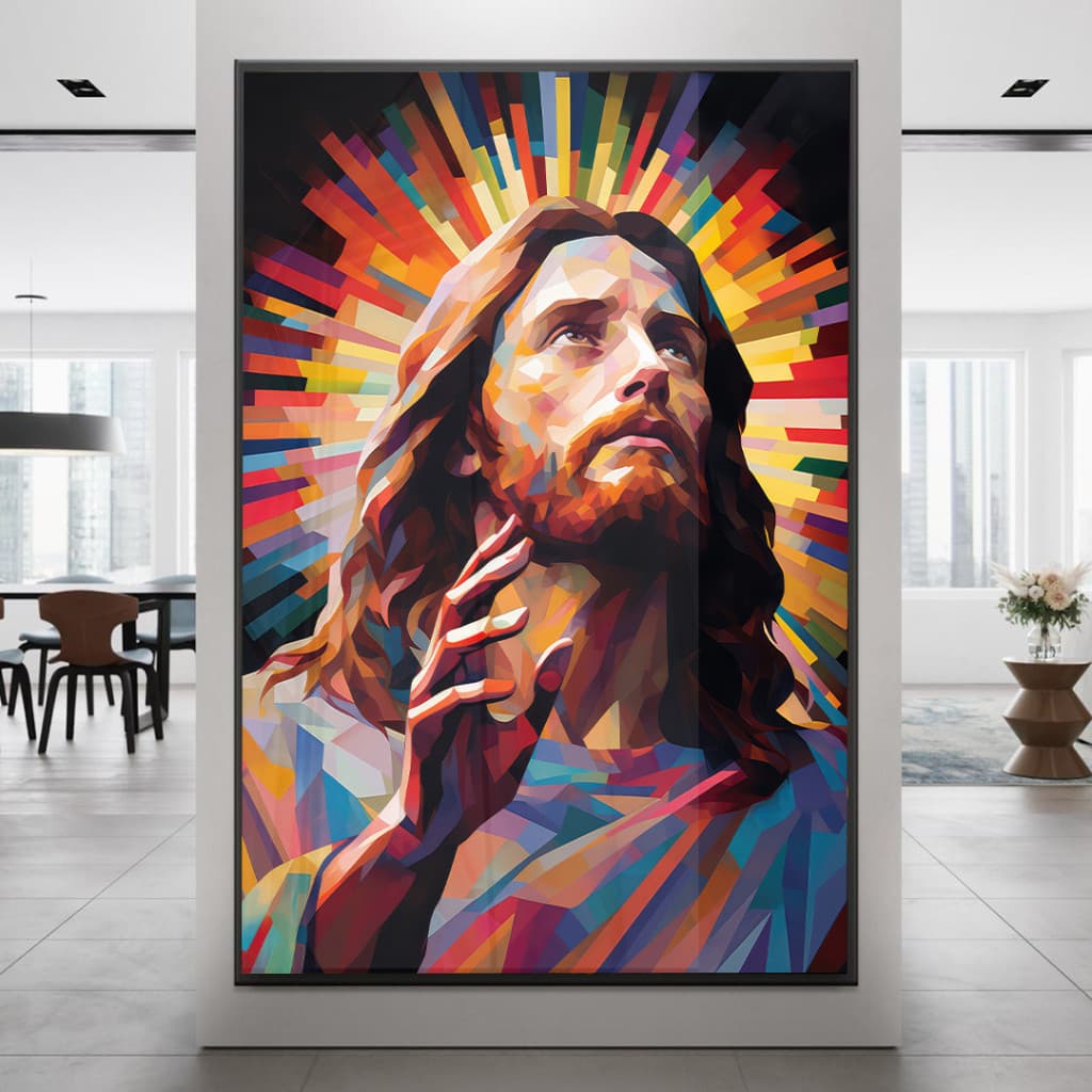 Quadro Decorativo GRANDE Alta Resolução Para Sala Quarto Escritório Jesus Geométrico 4