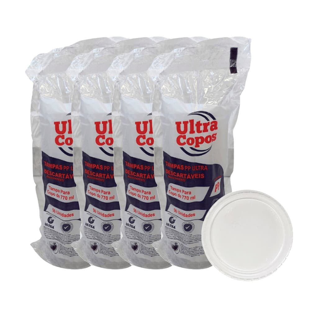 TAMPA PARA COPO 770ML TRANSPARENTE SEM FURO PP C/200 ULTRA