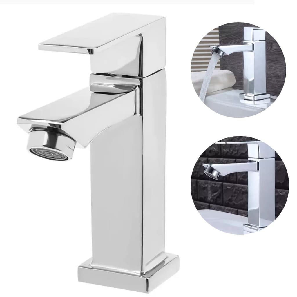 Torneira Banheiro Cromada  sofisticada Metal Luxo Moderna