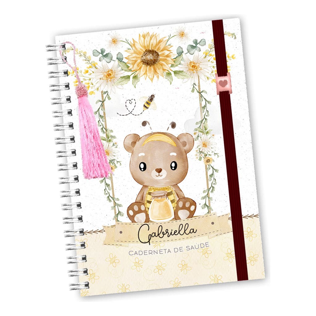 Caderneta De Vacinação Com Nome Na Capa Bee Bear LUXO