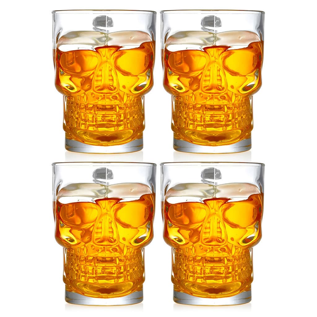 4 caneca de chopp cerveja caveira crânio esqueleto bar Skull Copo Drink presente restaurante Motoqueiro Motoclube Decoração