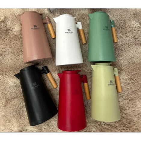 Garrafa Térmica Termometro Digital 1L 1000ML Café Chá Nórdica Com Cabo Madeira Resistente