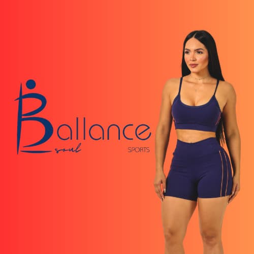 Conjunto Fitness Feminino Marinho – Top com Bojo + Shorts Cintura Alta – Faixa Colorida – Poliamida Premium