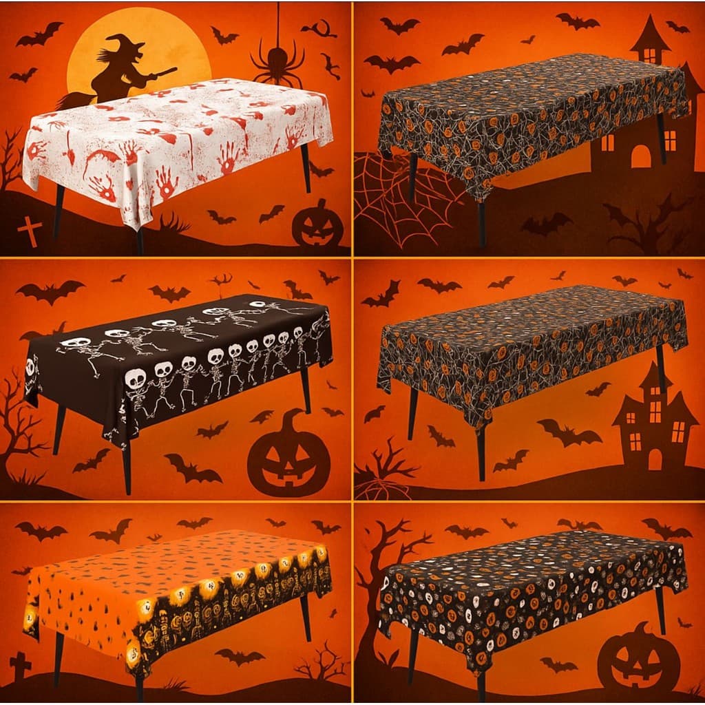 Toalha de Mesa Metalizada Halloween 137x183 – Decoração Assustadora e Divertida 🎃