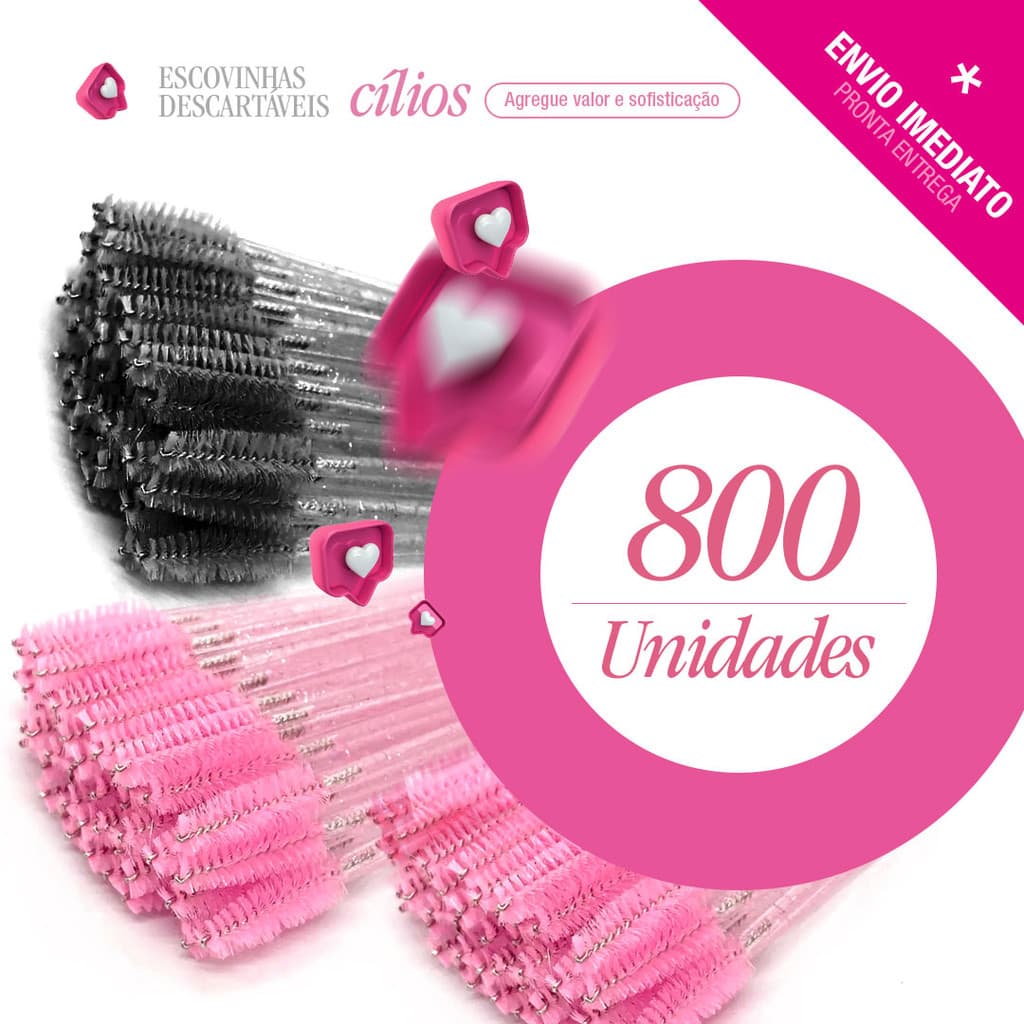 Kit 800 Escovinhas para Cilios com Glitter Descartavel Extensao Cilios Sobrancelha Micropigmentacao Henna Brow ATACADO