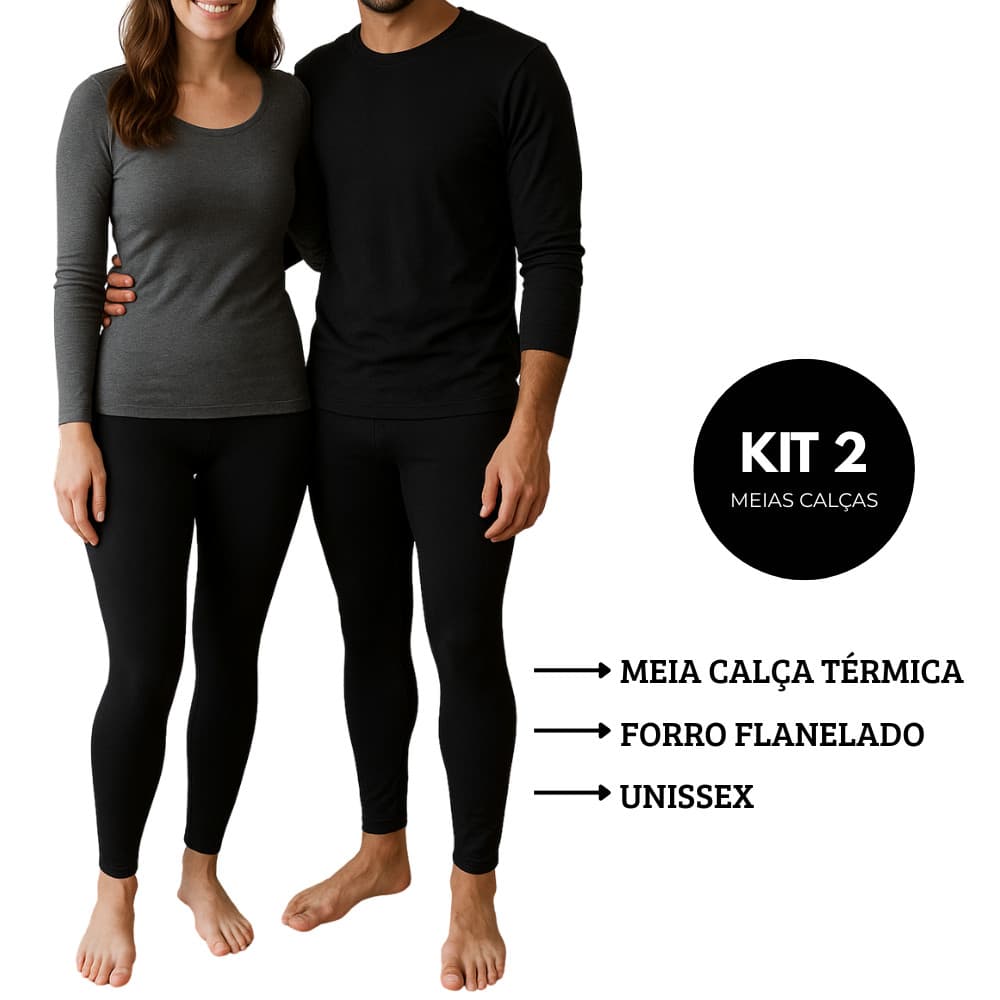 Kit 2 Meia Calça Termica Peluciada Unissex Peluciada Fio 80 Sem Pé Promoção