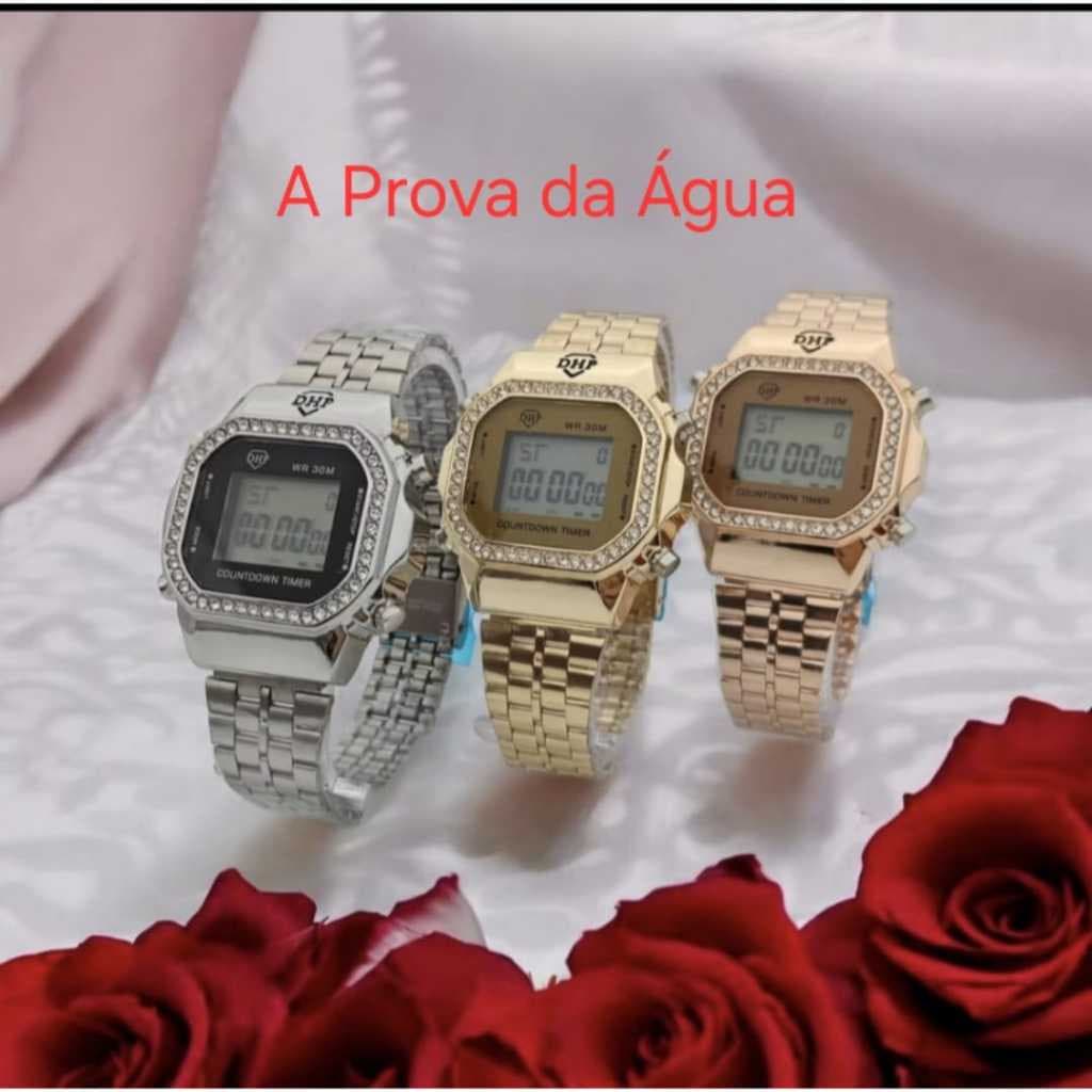 Relógio Feminino DHP DIGITAL, Modelo Luxo Fashion á  Prova d'Água, Presente Ideal Para Mulheres