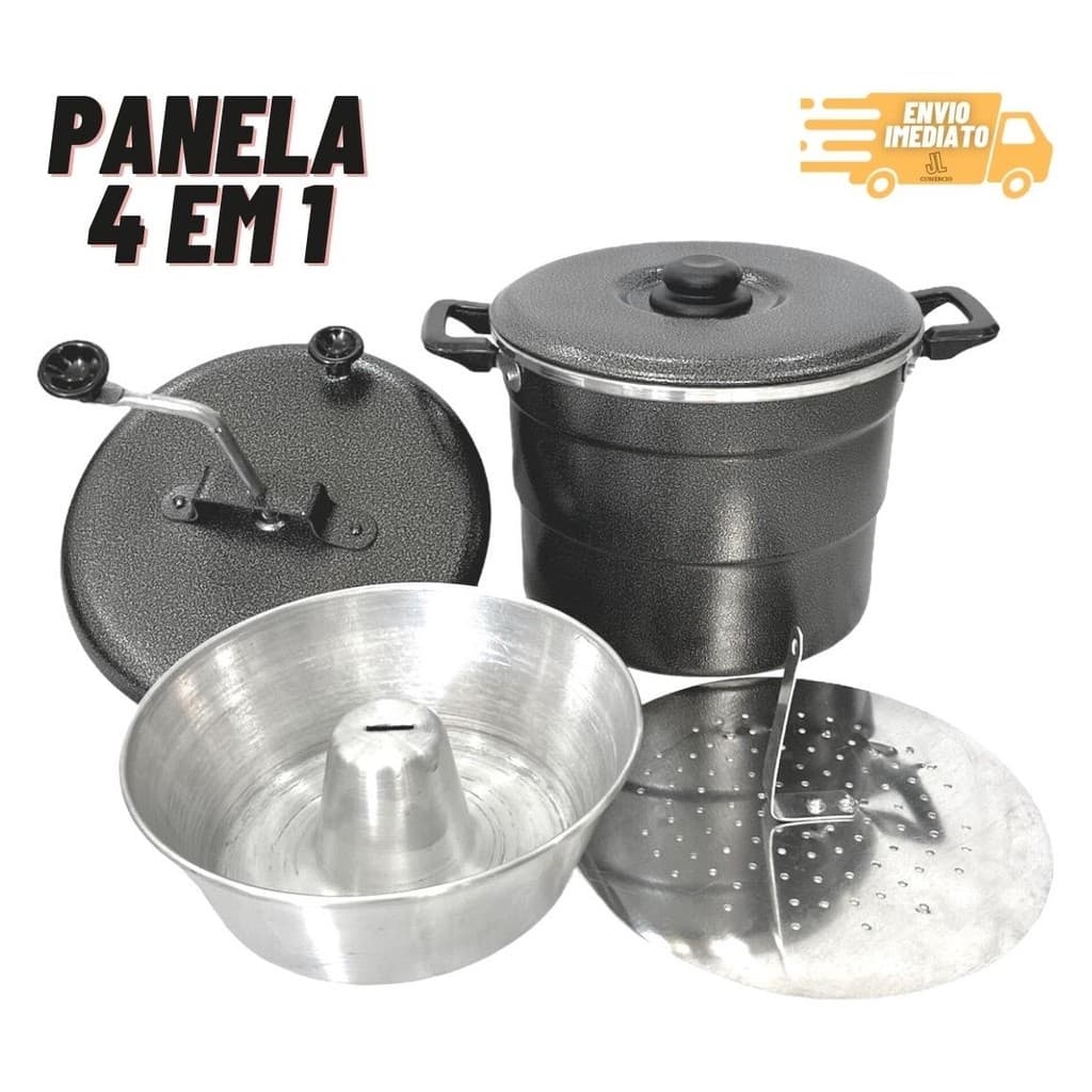 Panela Mulituso 4 Em 1 Pipoqueira Cuscuzeira Panela Pudim Cuscuz Pipoca