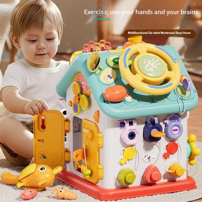 Casa Sensorial Ocupada Para Bebês-Brinquedos Montessori Com Interruptor De Música 3D