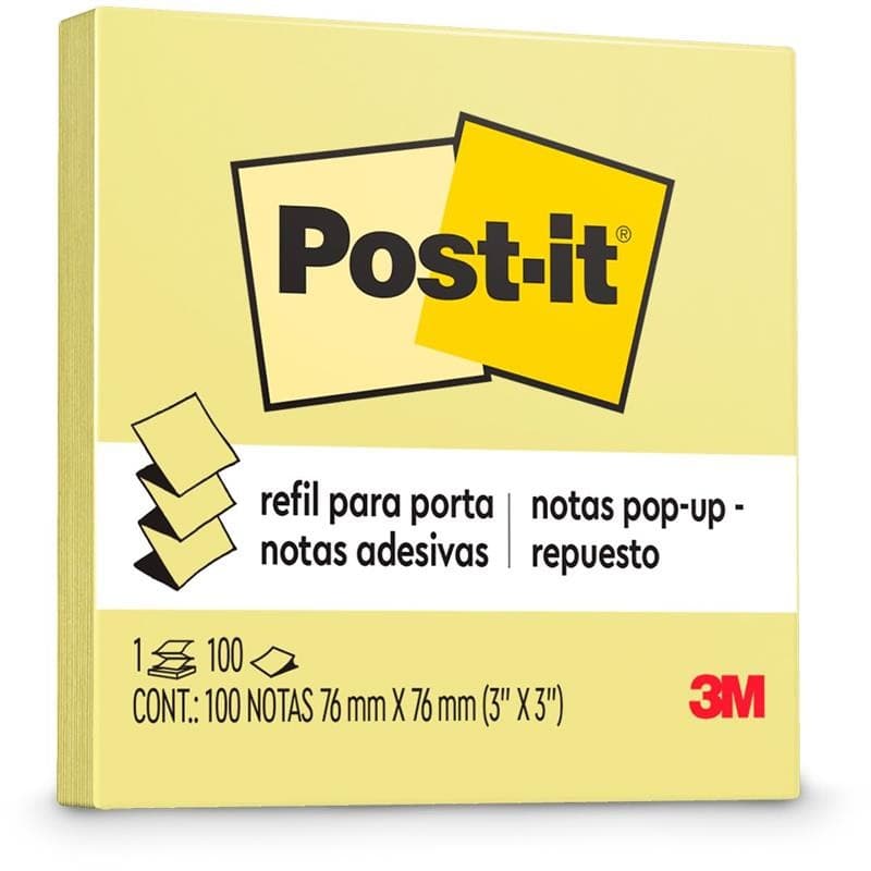 Bloco de Recado POST-IT REFIL POP UP 3M  76X76 Amarelo Un.