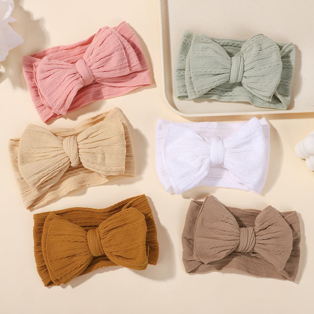 6 Pçs/set Bebê Menina Arcos Sólidos Bandana Para Recém-Nascido Turbante Atado Faixas De Cabelo Macio Elástico HeadWrap H
