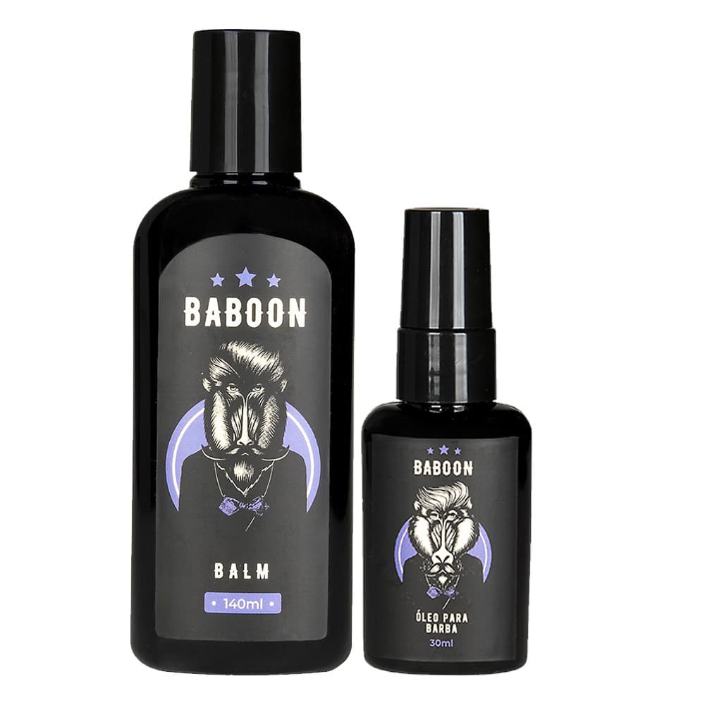 Kit Masculino Baboon Balm Para Barba 140ml + Óleo Para Barba 30ml Hidratação Proteção Barba alinhada