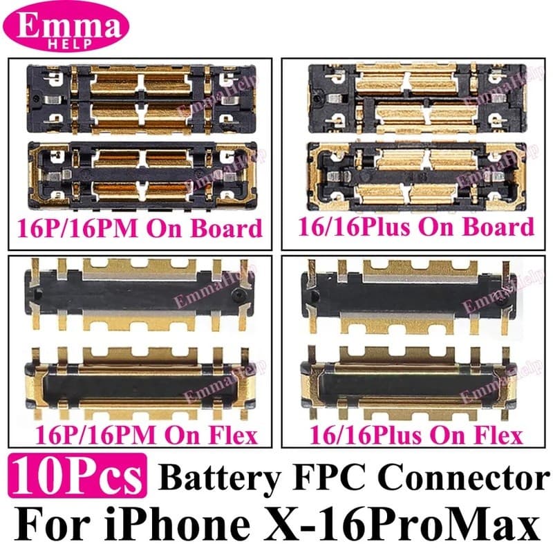 Conector FPC De Bateria Para iPhone 11 12 13 15 16 Pro Max 14Plus X XS XR 8 Plus Interno A Bordo Clipe Plug Peças De Cab