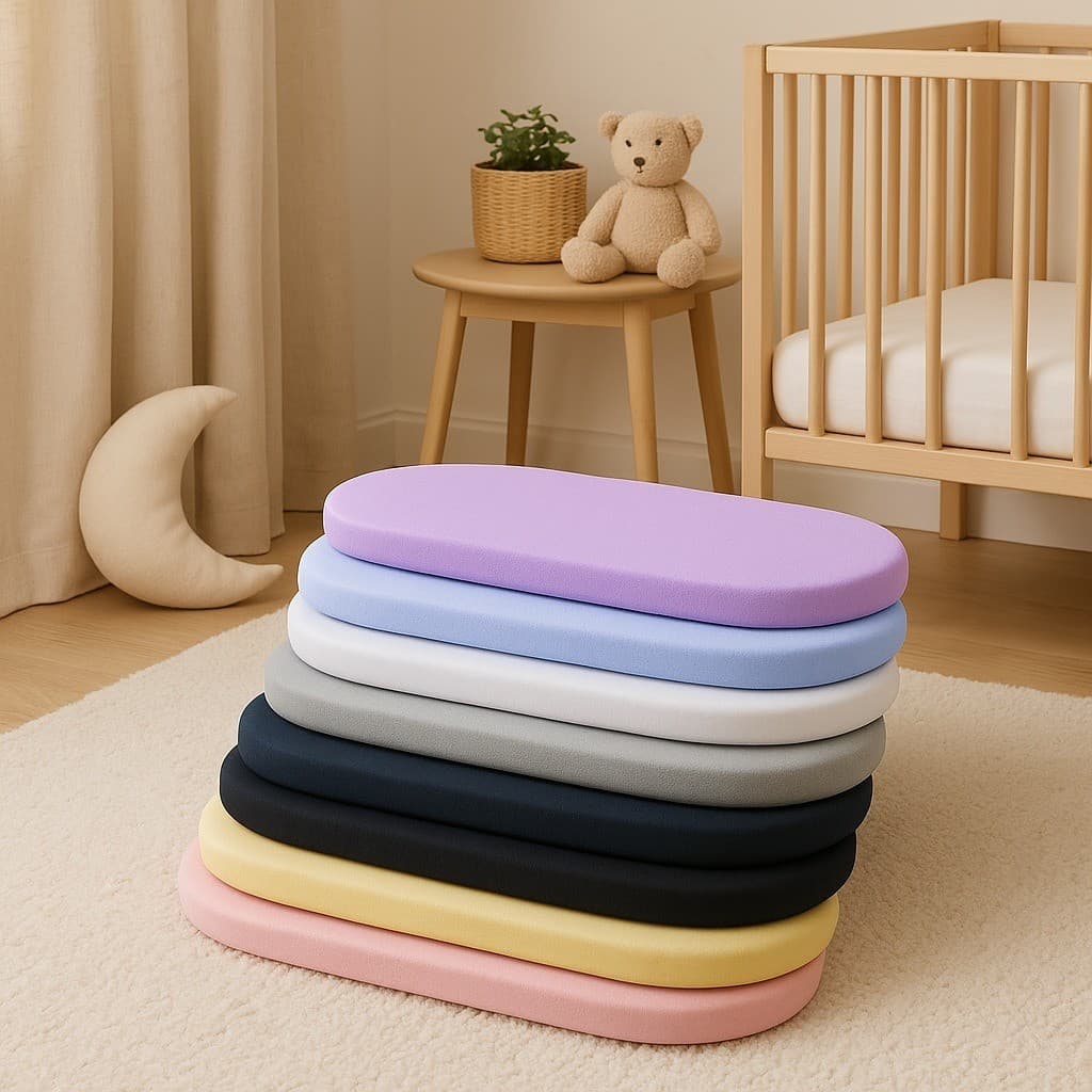 Colchão Oval Para Berço Moises 78x32cm Bebe Com Capa Colchonete