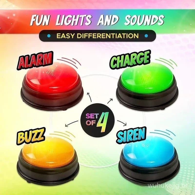 Sino Responsivo Para Show De Jogos , 4 Peças De Jogo Com Luzes E Sons , Botão De Zumbido Crianças Ou Adultos