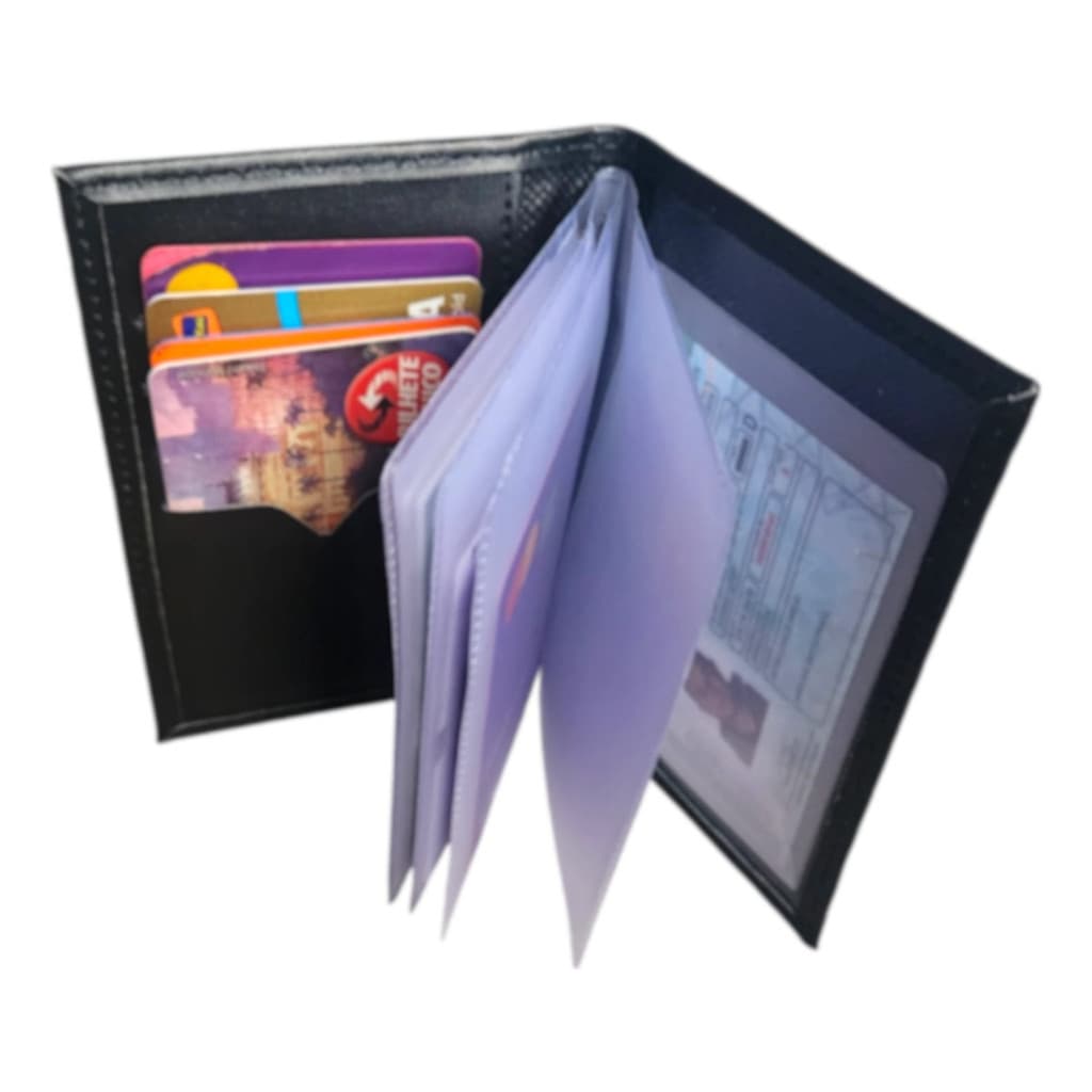 Carteira Masculina Em Couro Porta Cartoes Rg Crlv