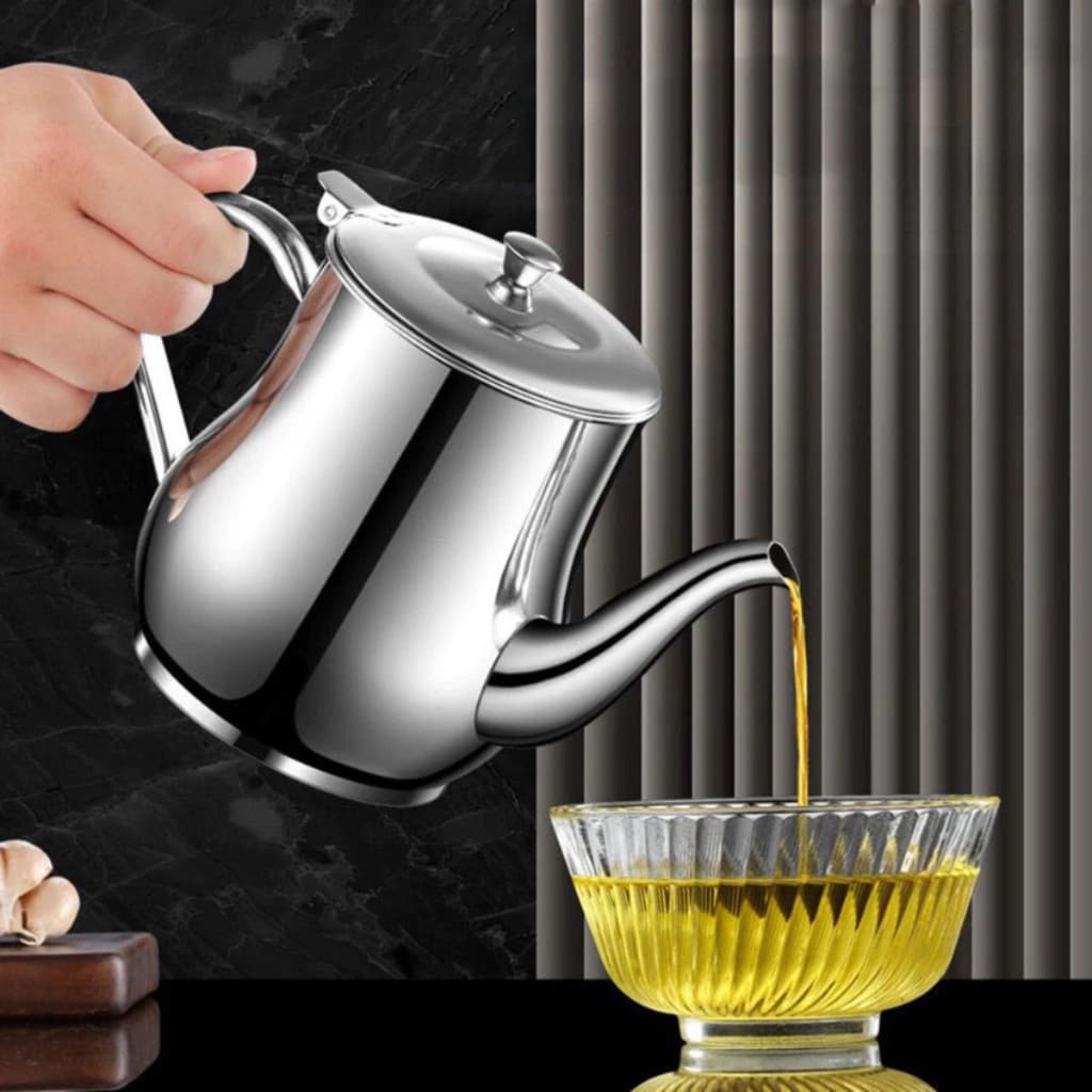 Bule Inox Para Café Chá Com Tampa E Alça 400ml Elegante