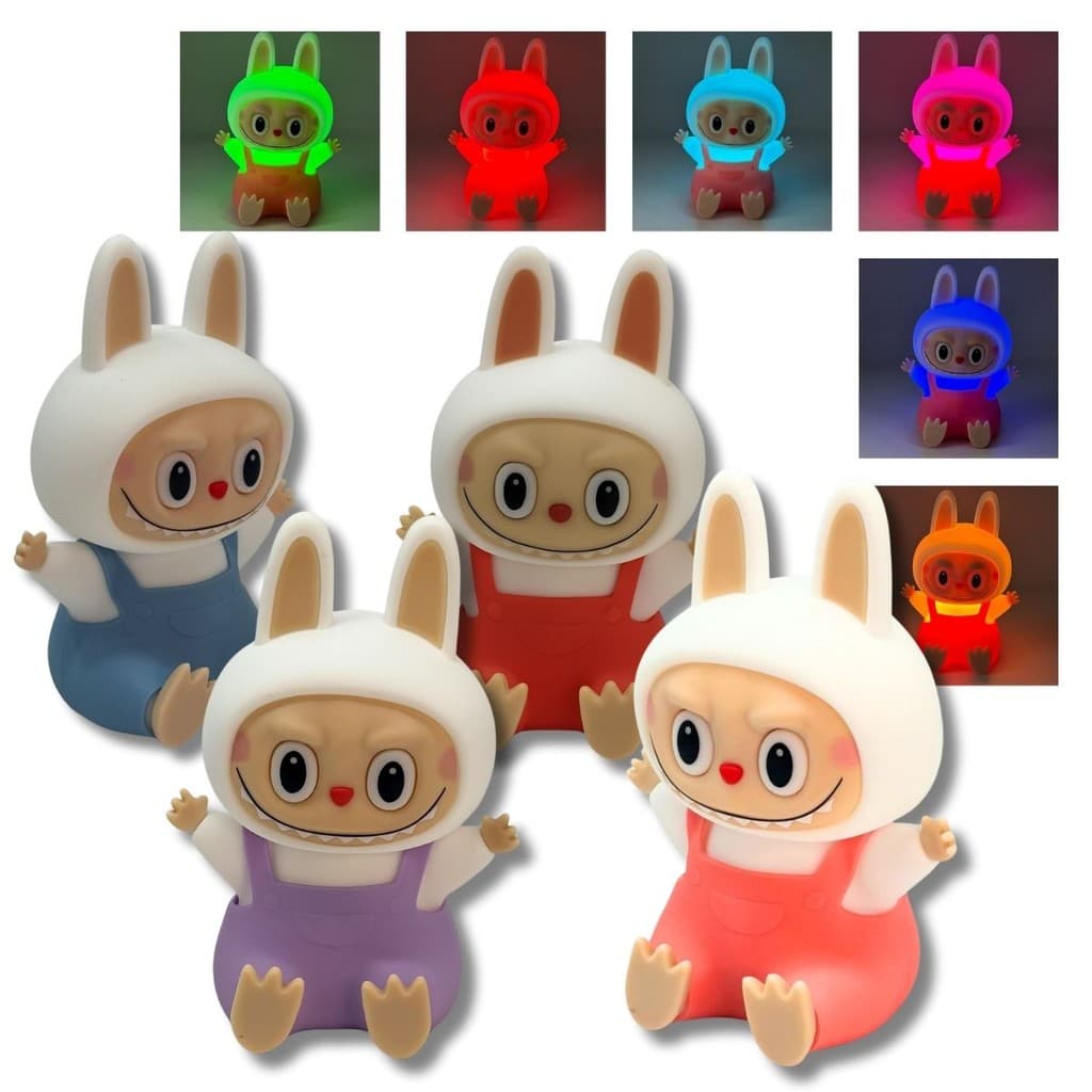 Luminária Infantil RGB Labubu Abajur de Silicone