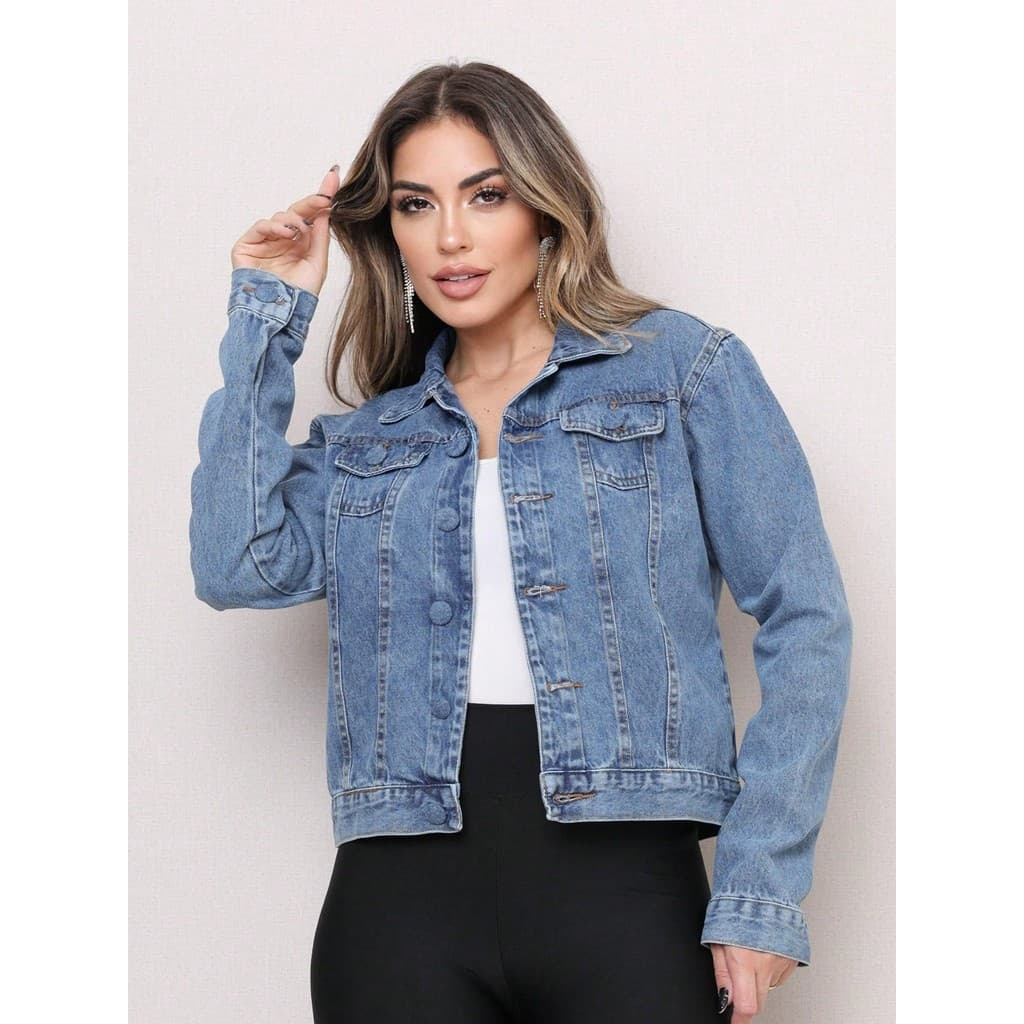 Jaqueta jeans moda feminina/A jaqueta é feita de 100% algodão e não tem elasticidade.Muito boa qualidade