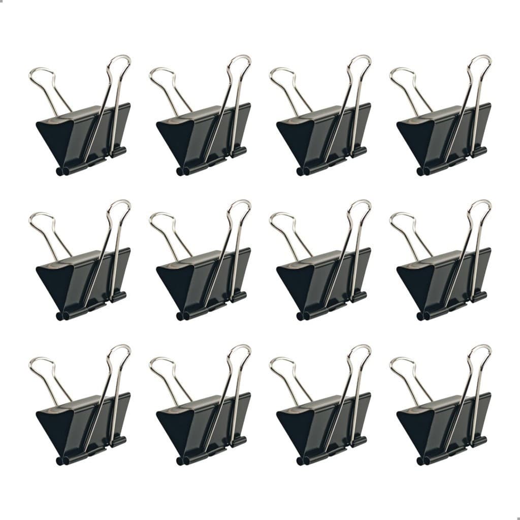 Kit Ate 24 Unidades Clips Borboleta 19/25/32/41MM Prendedor De Papel Binder Metal Preto Alto Qualidade