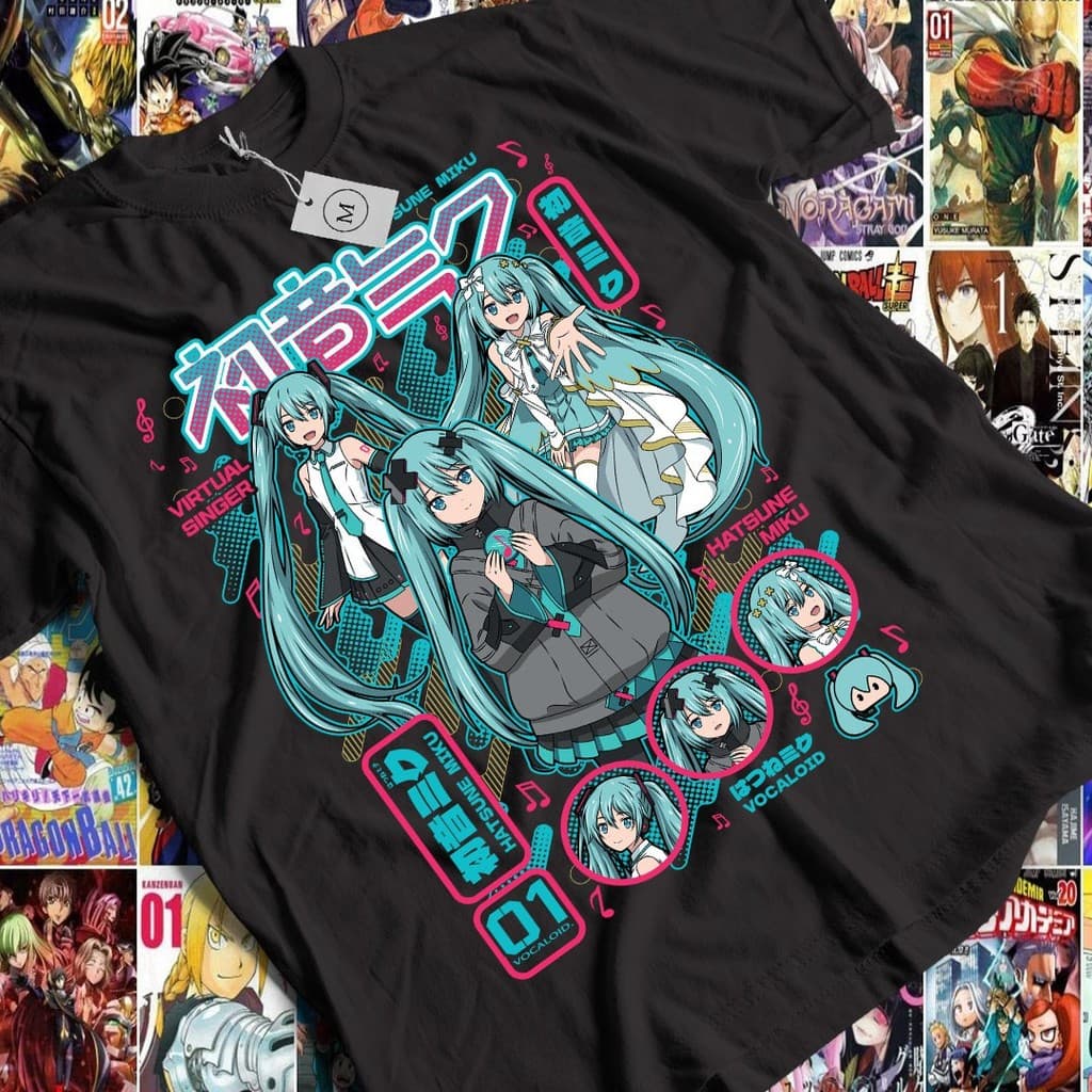 Camiseta Masculina Feminina Oversized Estampa Hatsune Miku Anime Feminina Kawaii Casual T-shirt Streetwear VocaloidOtaku