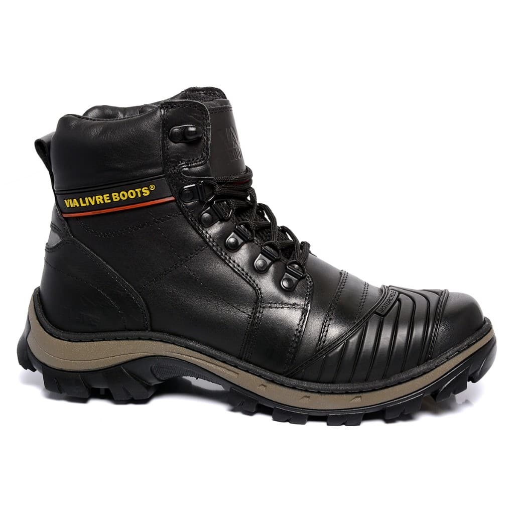 Bota Coturno Masculino Motoqueiro Couro Legítimo Motociclista Proteção Troca De Marcha Resistente