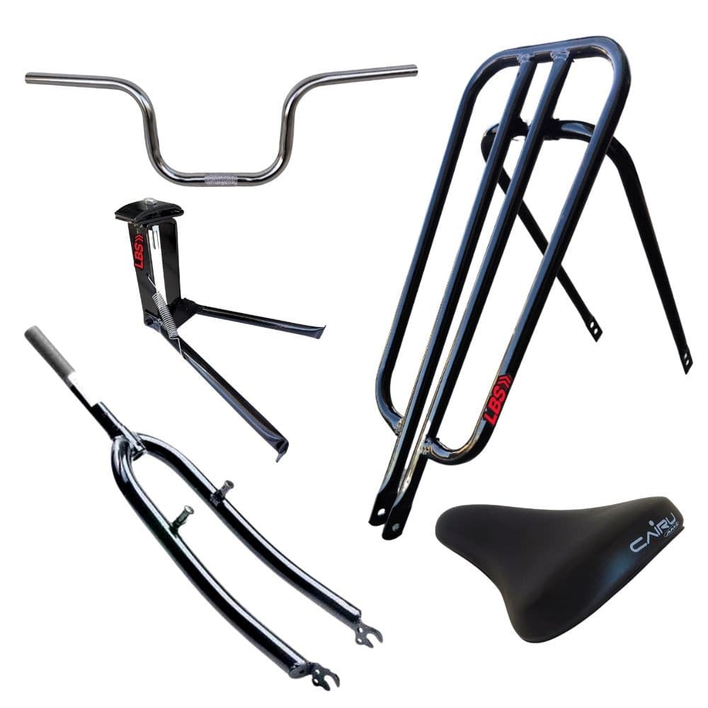 Kit Montadiha Garupa Reta BH+Banco Cairu+Descanso Central+Garfo Sundown+Guidão CG de Bike