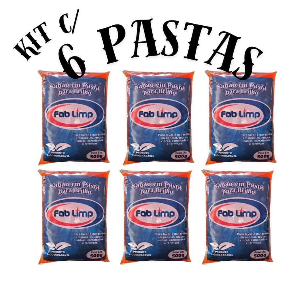PASTA DE BRILHO FAB LIMP 500G KIT C/ 06 PASTAS