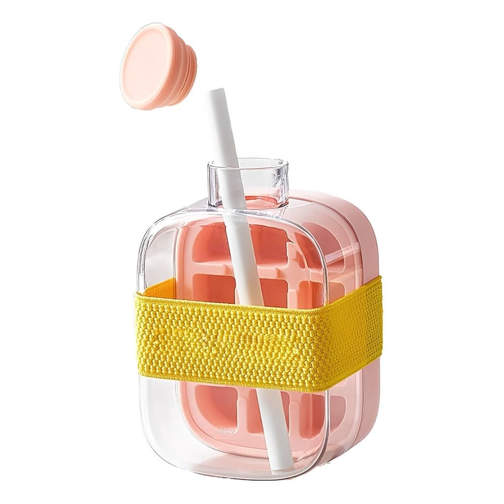 Garrafa Forma De Gelo 2 Em 1 Silicone Drinks Bebidas Rosa