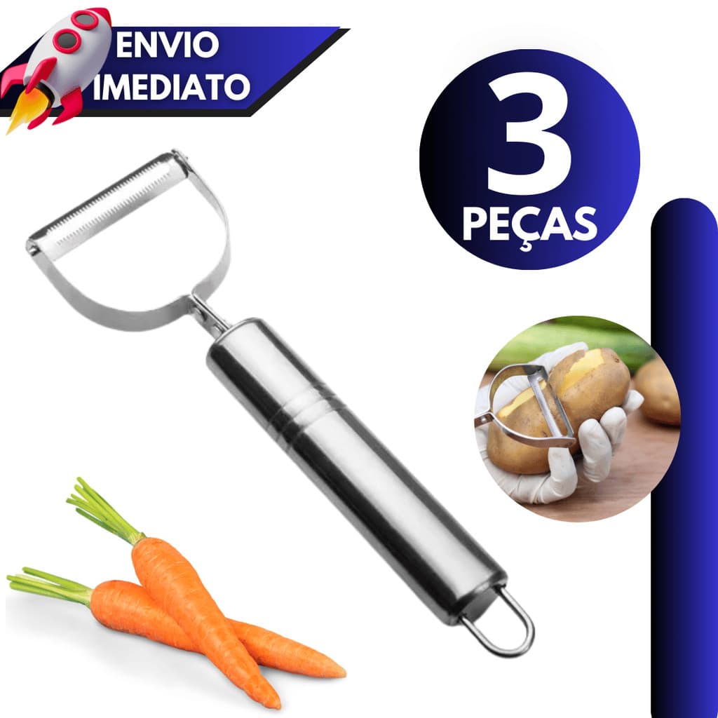 Kit 1/2/3 Descascador Ralador Legumes Frutas Multifuncional Inox Utensílio de Cozinha