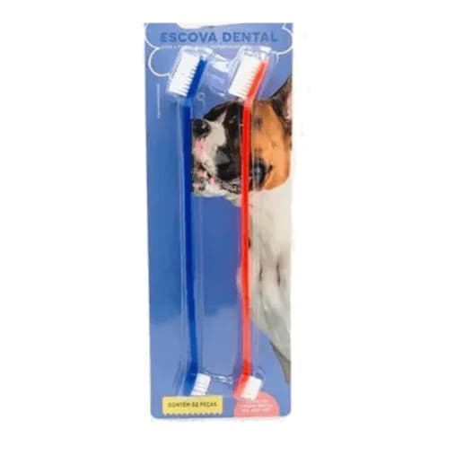 Kit 2 Escova De Dente Dupla Animais de Estimação Pet Higiene Sortidas - Mimo Pets