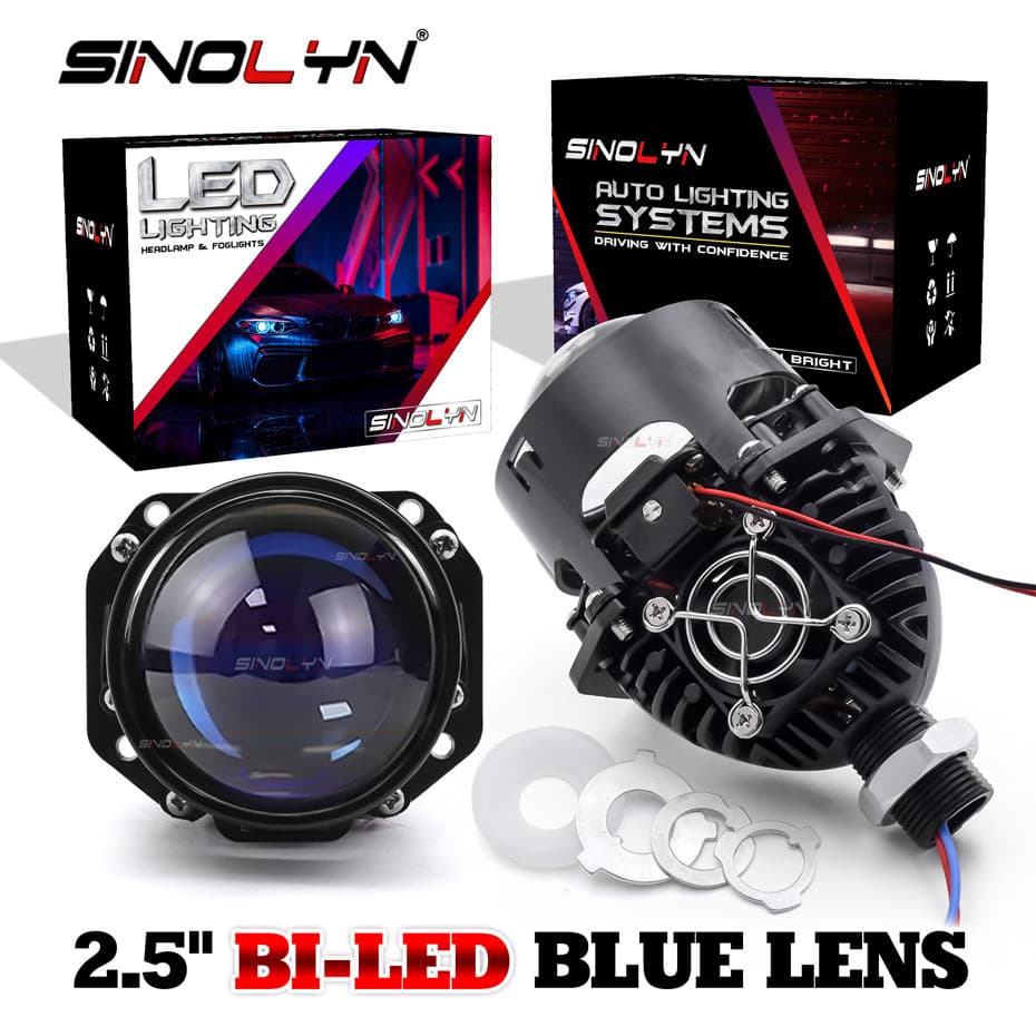 1 Peça 2.5 Polegada Azul Bi LED Lente Do Projetor Motocicleta Farol Carro H4 H7 9005 9006 Anjo Olho DRL Halo Anel Hi Bai