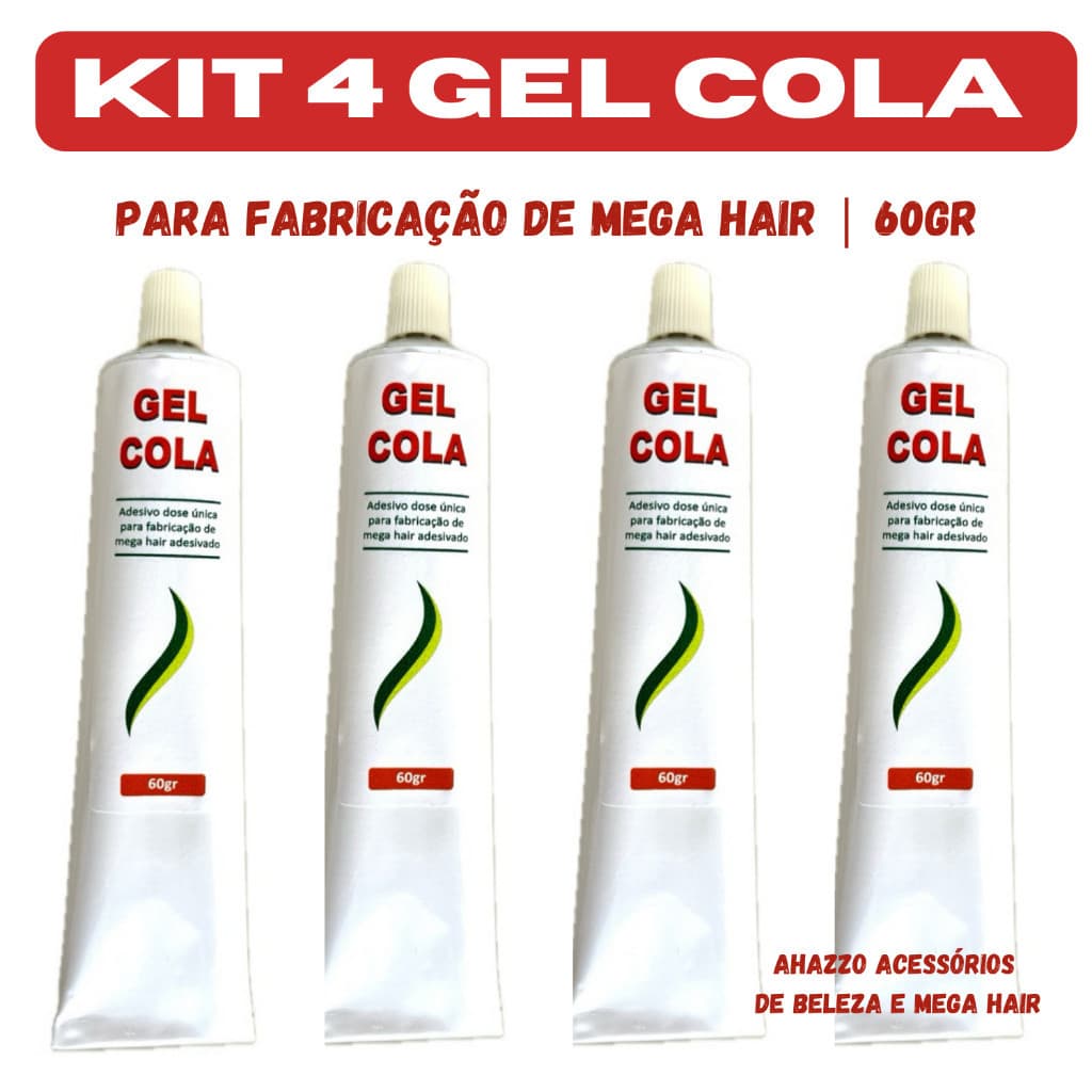 Kit 4 Gel Cola Profissional para Mega Hair 60g
