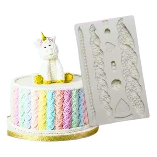 Molde De Silicone Cordão Trançado Tricô Confeitaria Biscuit