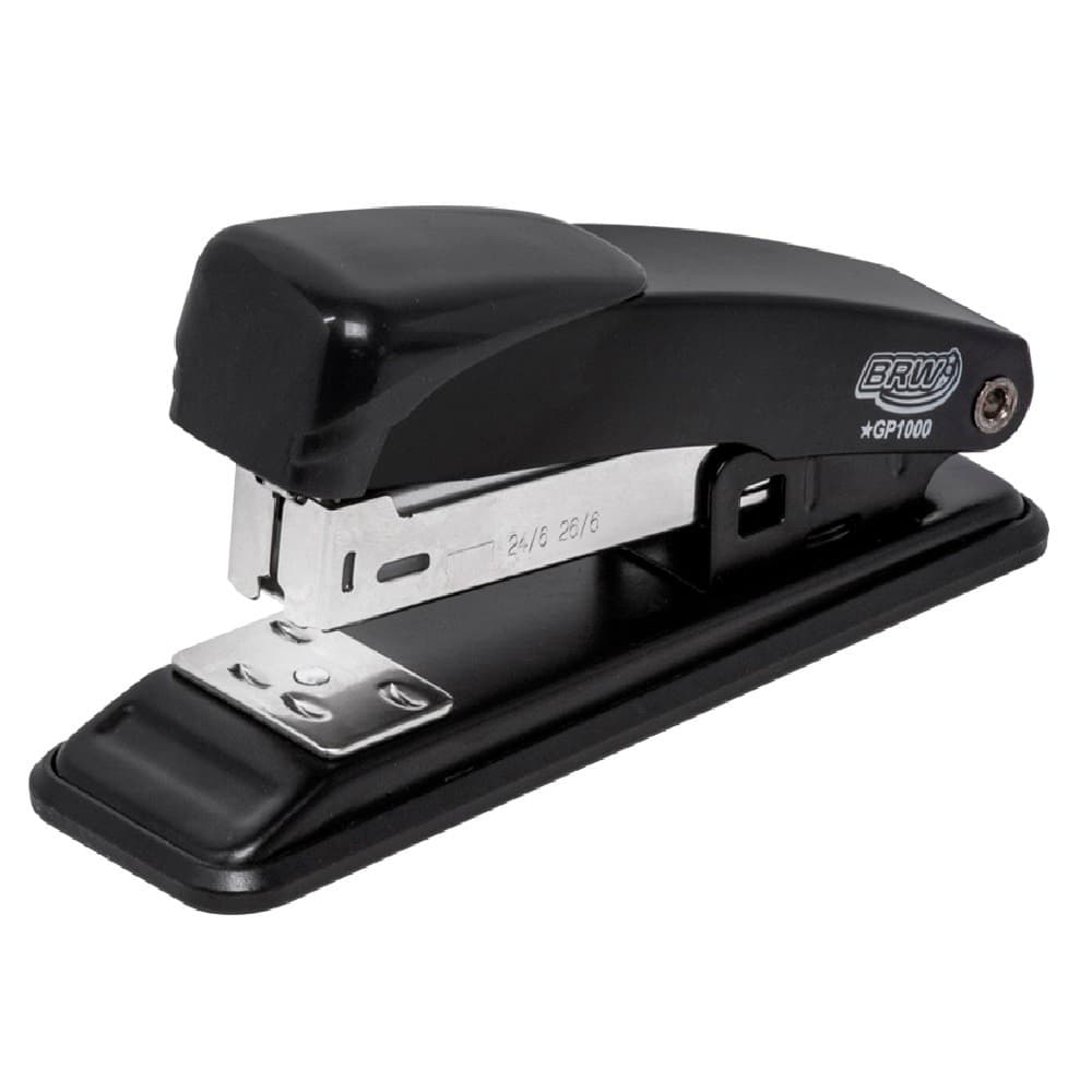 GRAMPEADOR DE MESA EM METAL PARA 20 FOLHAS BASE DE 11,5CM PRETO - BRW